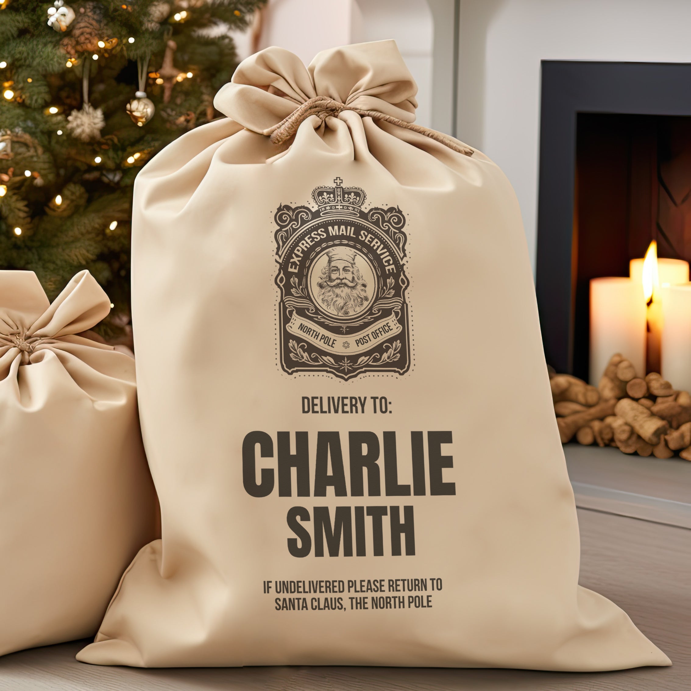Personalised North Pole Post Office Full Name - Christmas Santa Sack