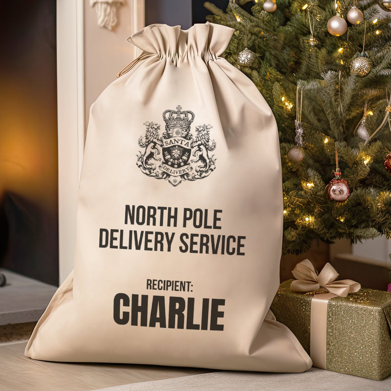 Personalised North Pole Delivery Service Recipient... - Christmas Santa Sack