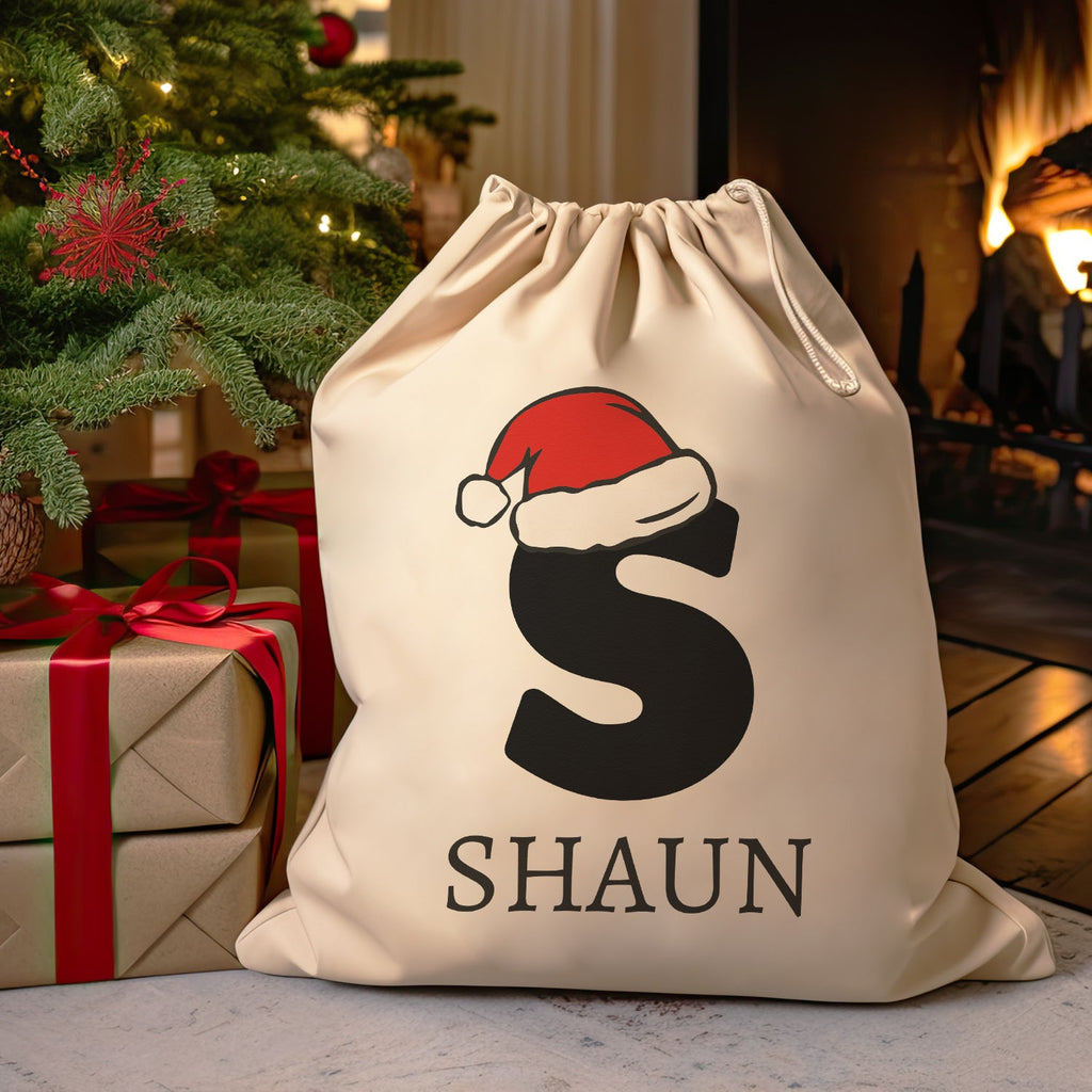 Personalised First Name and First Name Initial - Christmas Santa Sack