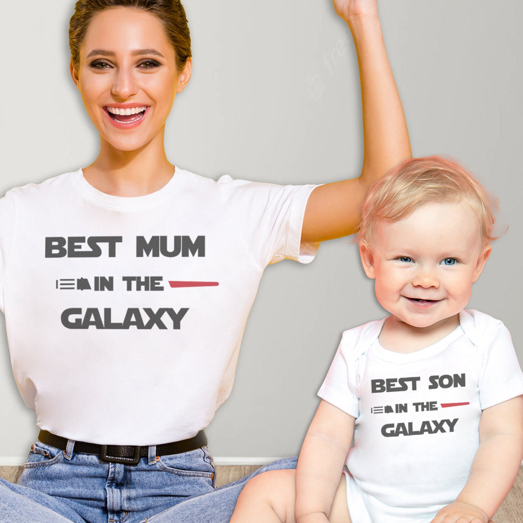 Best Son In The Galaxy - Baby T-Shirt & Bodysuit / Mum T-Shirt - (Sold Separately)