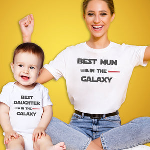 Best Mum And Daughter In The Galaxy - Baby T-Shirt & Bodysuit / Mum T-Shirt - (Sold Separately)