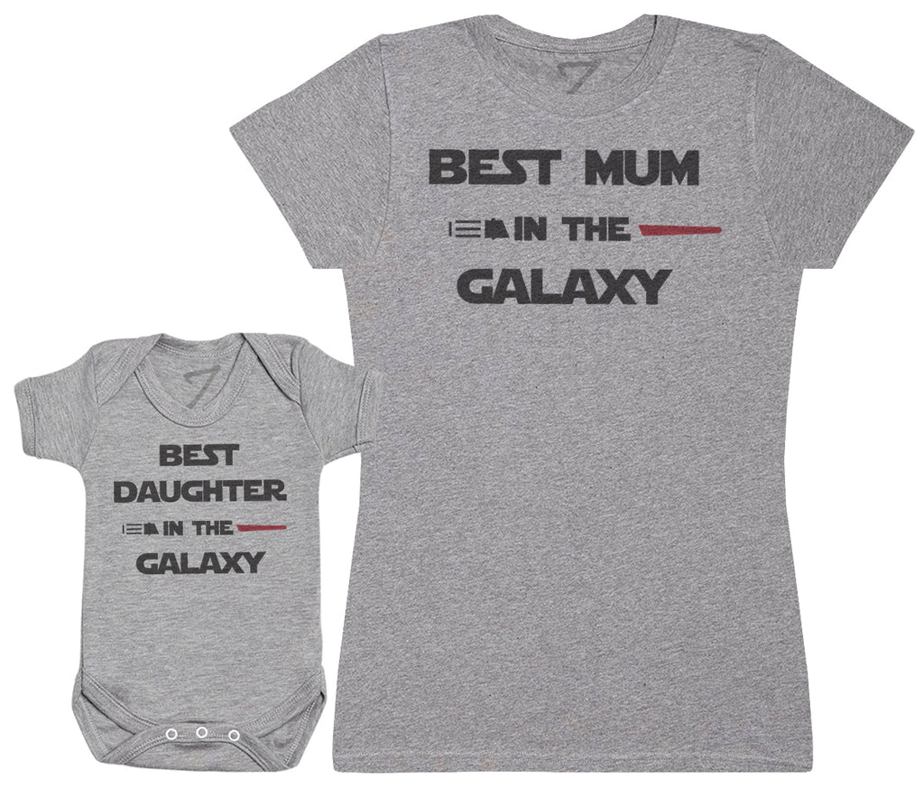 Best Mum And Daughter In The Galaxy - Baby Bodysuit & Mother's T-Shirt (1906864357425)