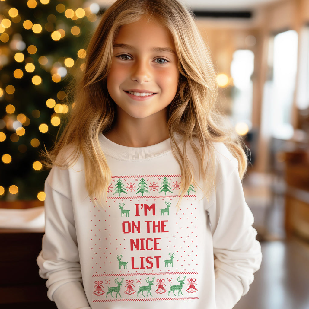 I'm On The Nice List Christmas Sweater - Christmas Jumper Sweatshirt - All Sizes