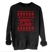 Claus Family Names Pattern Christmas Sweater - Christmas Jumper Sweatshirt - Black - All Sizes