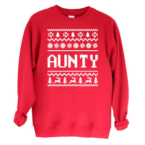 Family Names Pattern Christmas Sweater - Christmas Jumper Sweatshirt - Red - All Sizes