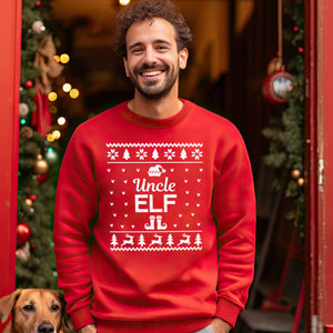 Elf Family Names Christmas Sweater - Christmas Jumper Sweatshirt - Red - All Sizes