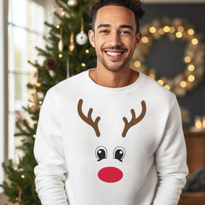 Reindeer Face Christmas Sweater - Christmas Jumper Sweatshirt - All Sizes