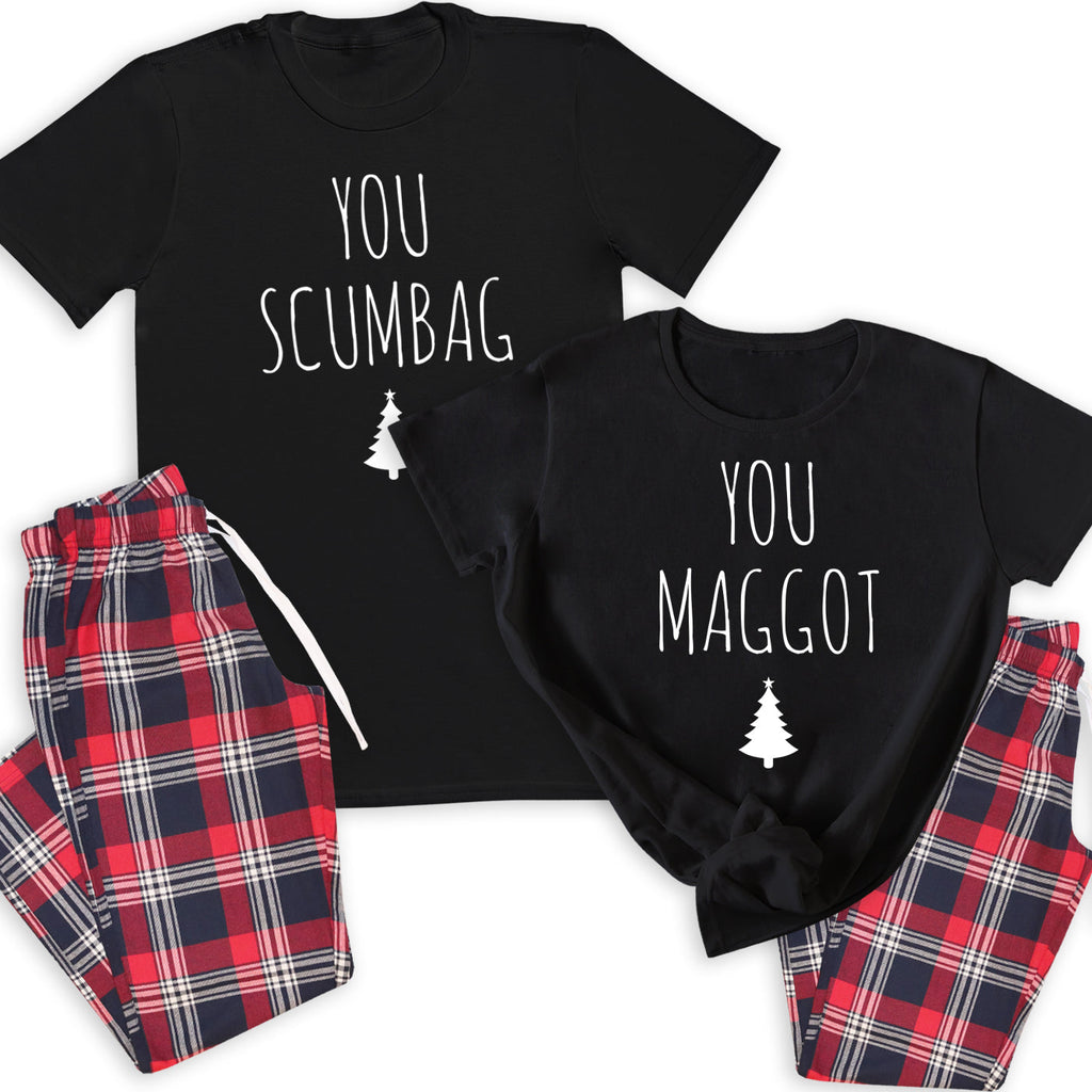 You Scumbag, You Maggot - Family Matching Christmas Pyjamas - Top & Tartan PJ Bottoms - (Sold Separately)