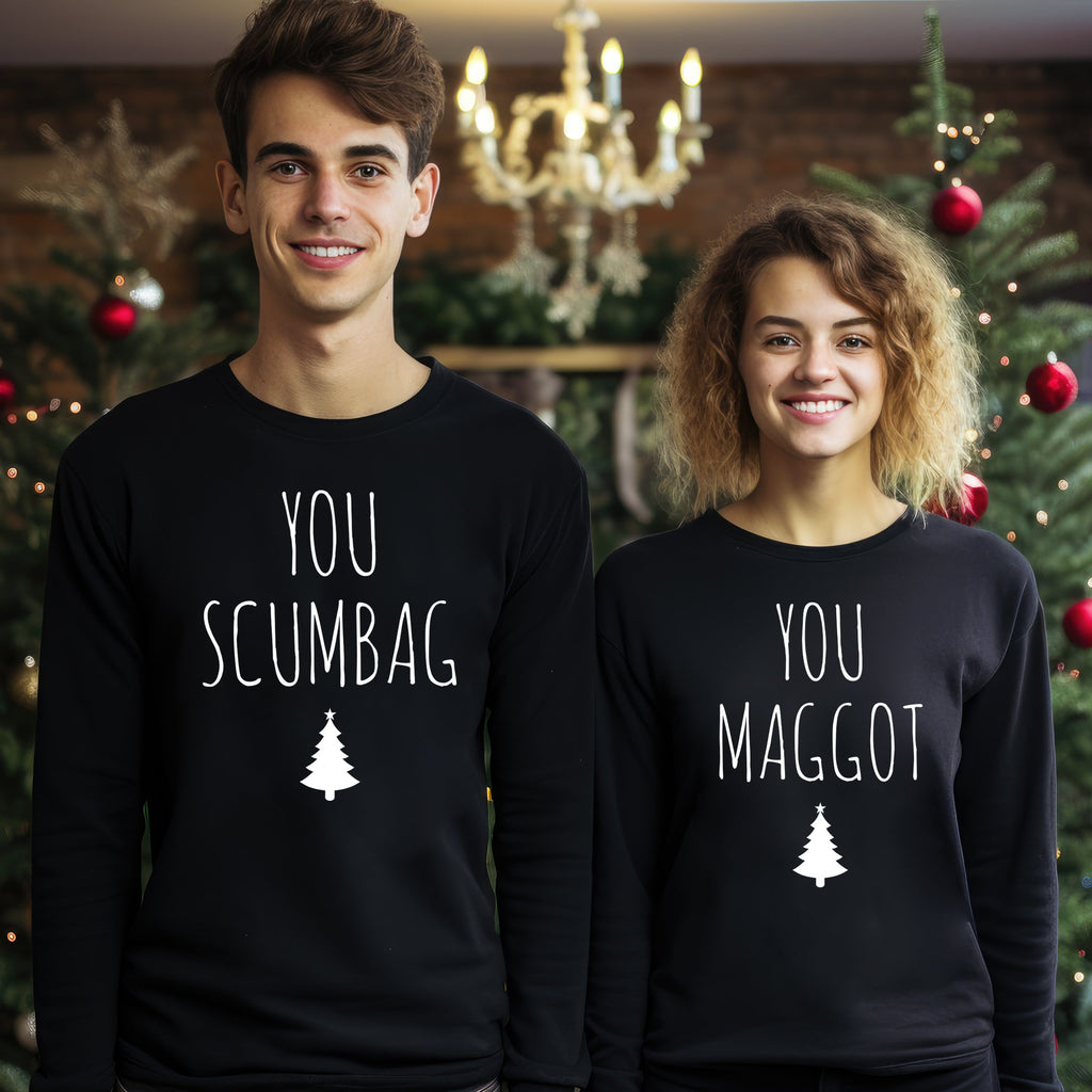 You Scumbag & You Maggot Christmas Sweater - Christmas Jumper Sweatshirt - All Sizes - (Sold Separately)