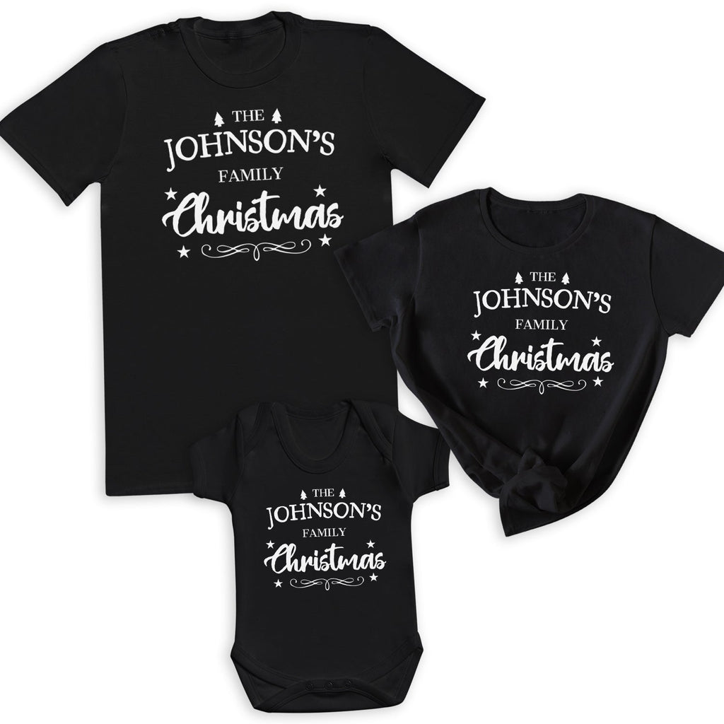 Personalised Surname Family Christmas - Family Matching Christmas Tops - Adult, Kids & Baby - (Sold Separately)