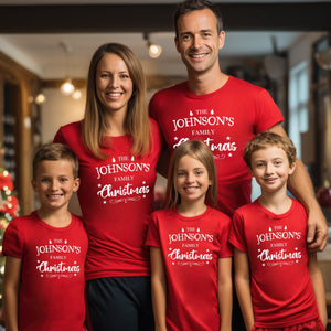 Personalised Surname Family Christmas - Family Matching Christmas Tops - Adult, Kids & Baby - (Sold Separately)