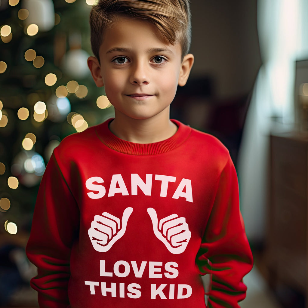 Santa Loves This Kid Christmas Sweater - Christmas Jumper Sweatshirt - All Sizes