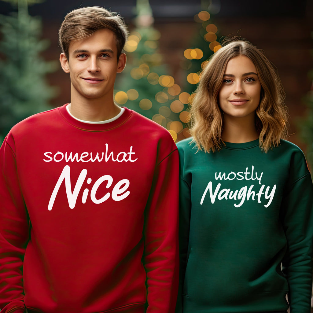 Somewhat Nice & Mostly Naughty - Christmas Jumper Sweatshirt - All Sizes - (Sold Separately)
