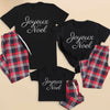 Joyeux Noel - Family Matching Christmas Pyjamas - Top & Tartan PJ Bottoms - (Sold Separately)