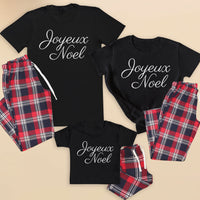 Joyeux Noel - Family Matching Christmas Pyjamas - Top & Tartan PJ Bottoms - (Sold Separately)