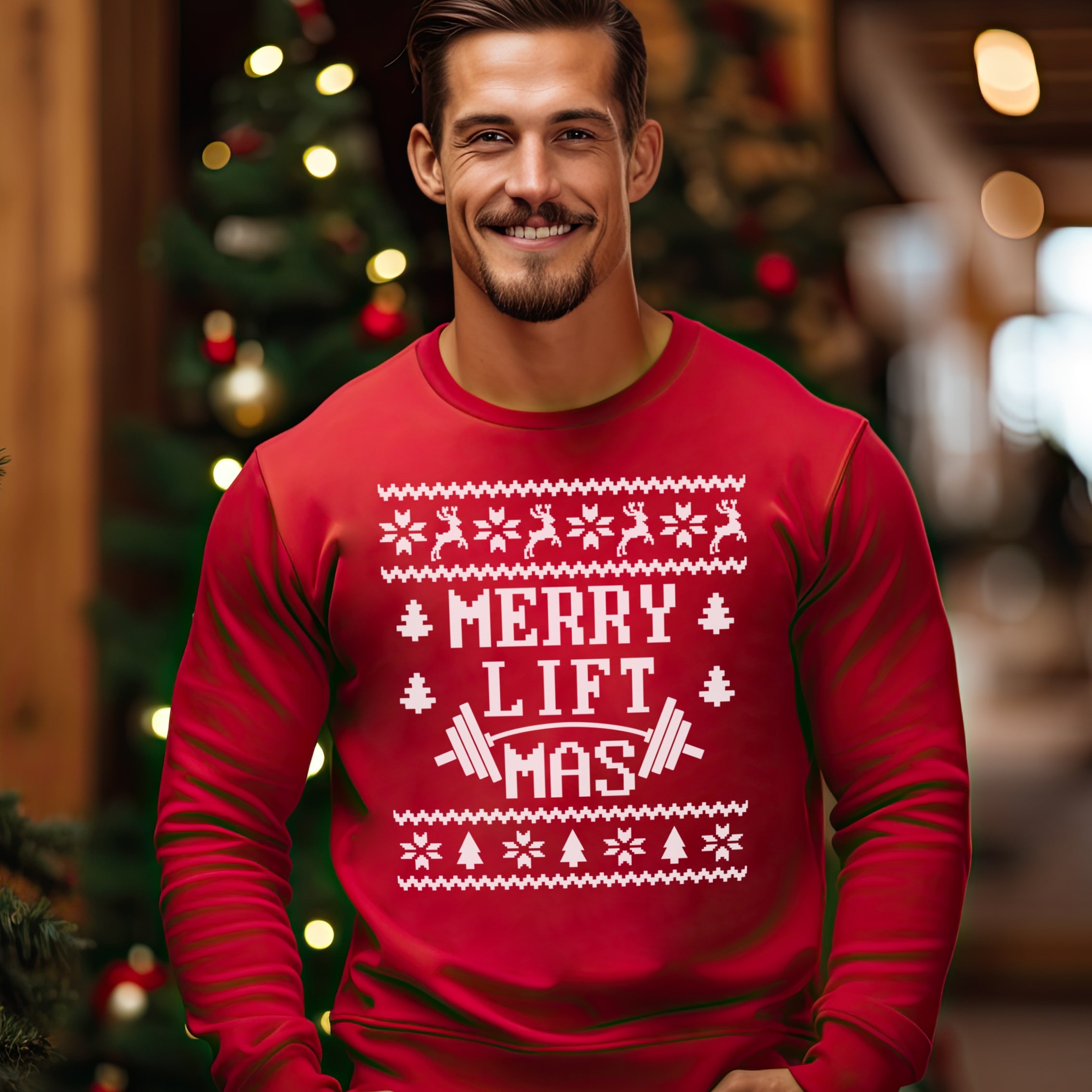Merry Lift-Mas Christmas Sweater - Christmas Jumper Sweatshirt - All Sizes