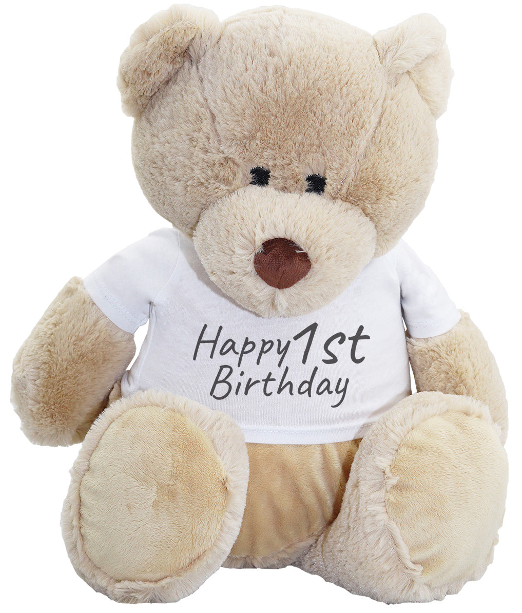 PERSONALISED Happy Birthday - Teddy & Teddy T-Shirt Message