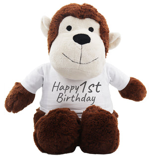 PERSONALISED Happy Birthday - Teddy & Teddy T-Shirt Message