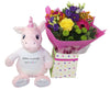 Believe in yourself.. and unicorns - Unicorn Teddy with Bright Handtied Bouquet