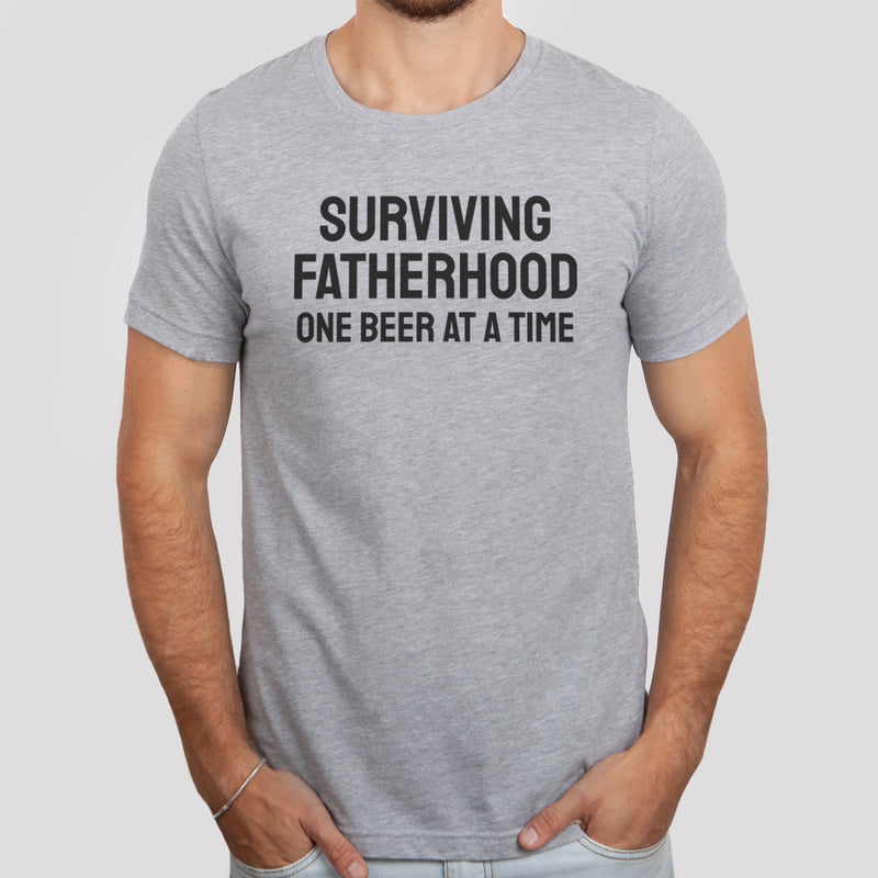 Surviving Fatherhood One Beer At A Time - Mens T-Shirt - Dads T-Shirt
