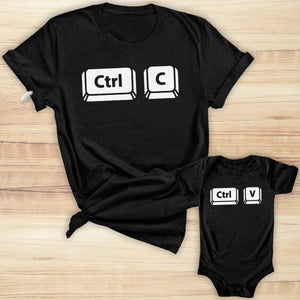 CTRL C & CTRL V - Baby T-Shirt & Bodysuit / Mum T-Shirt - (Sold Separately)