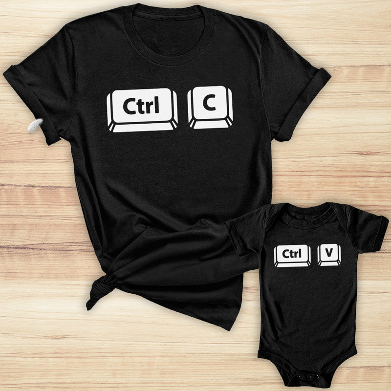CTRL C & CTRL V - Baby T-Shirt & Bodysuit / Mum T-Shirt - (Sold Separately)