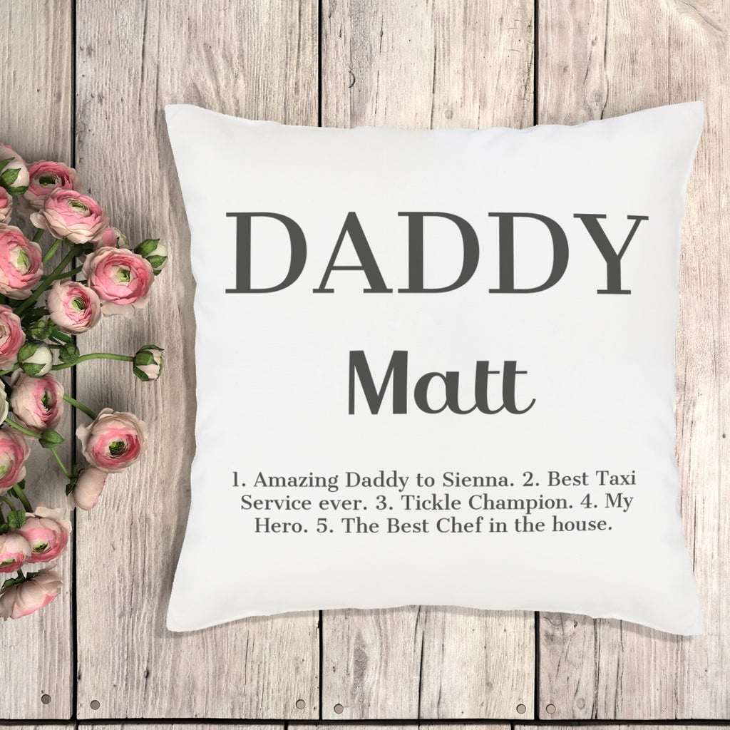 Personalised Daddy 'Name' - Printed Cushion Cover - One Size