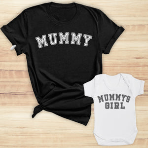 Mummy & Mummys Girl - Baby T-Shirt & Bodysuit / Mum T-Shirt Matching Set - (Sold Separately)