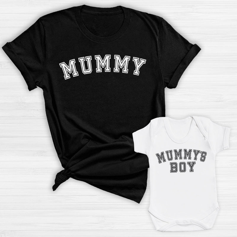 Mummy & Mummys Boy - Baby T-Shirt & Bodysuit / Mum T-Shirt Matching Set - (Sold Separately)