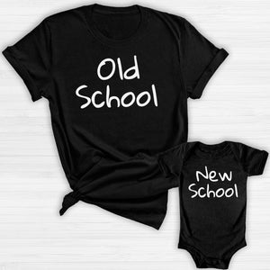 Old School & New School - Baby T-Shirt & Bodysuit / Mum T-Shirt Matching Set - (Sold Separately)
