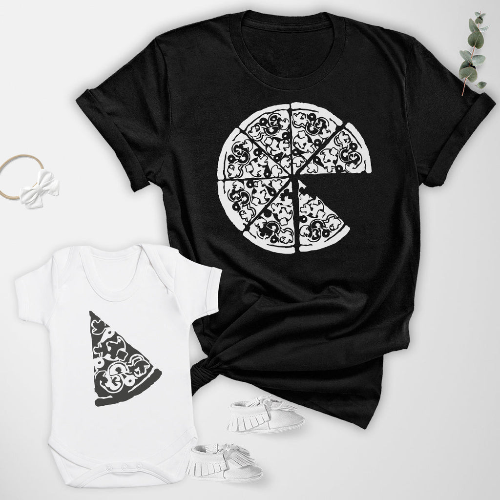 Pizza Slice - Baby T-Shirt & Bodysuit / Mum T-Shirt Matching Set - (Sold Separately)