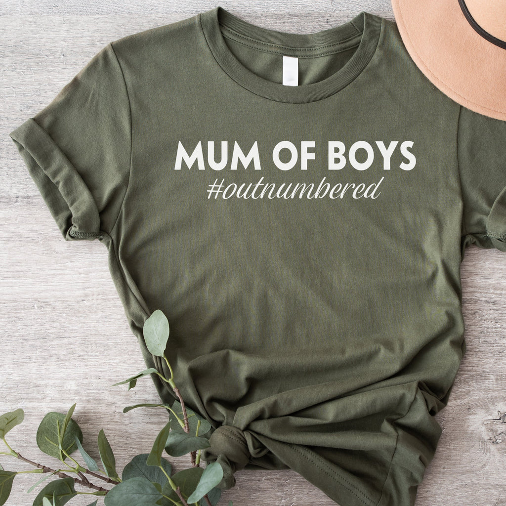 Mum Of Boys #outnumbered - White - Womens T-shirt - Mum T-Shirt