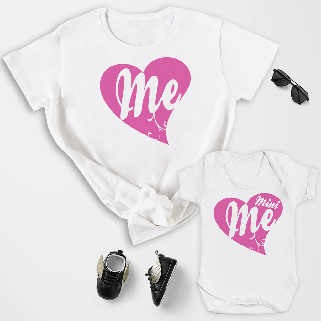 Me & Mini Me Hearts - Baby T-Shirt & Bodysuit / Mum T-Shirt - (Sold Separately)
