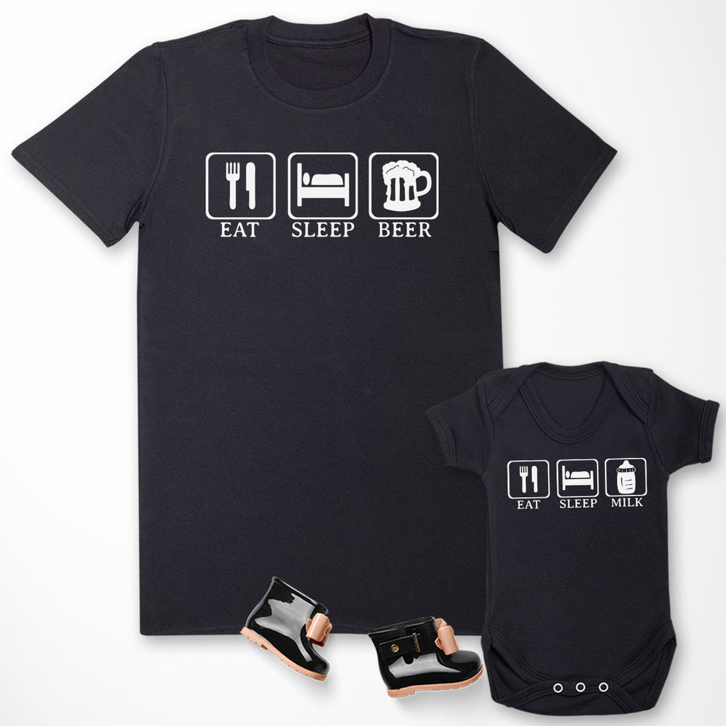 Eat Sleep Drink Beer & Milk - T-Shirt & Bodysuit / T-Shirt - (Sold Separately)