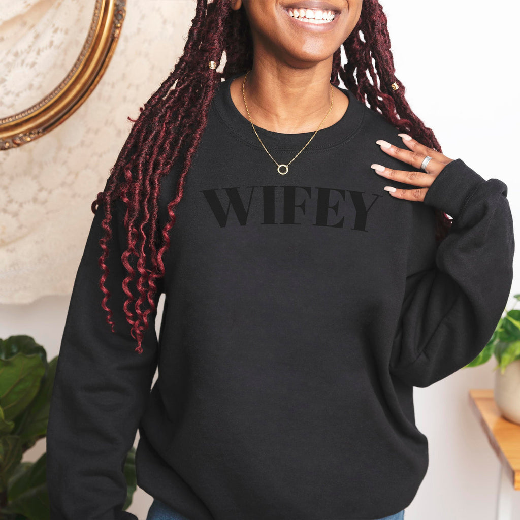 Wifey Black on Black - Womens Sweater - Wife Sweater