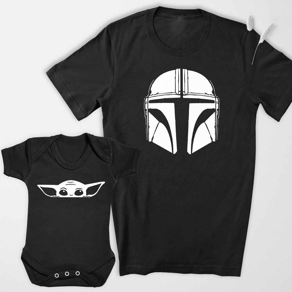 Mandalorian & The Child Picture Set - Mens T Shirt & Baby / Kids T-Shirt - (Sold Separately)