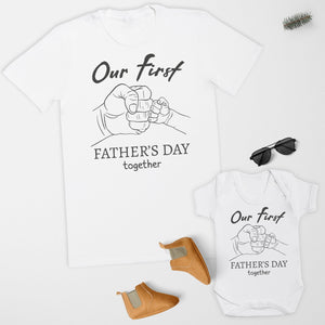 Our First Father's Day Together Matching Father Baby Gift Set - Mens T Shirt & Baby Bodysuit - (Sold Separately)
