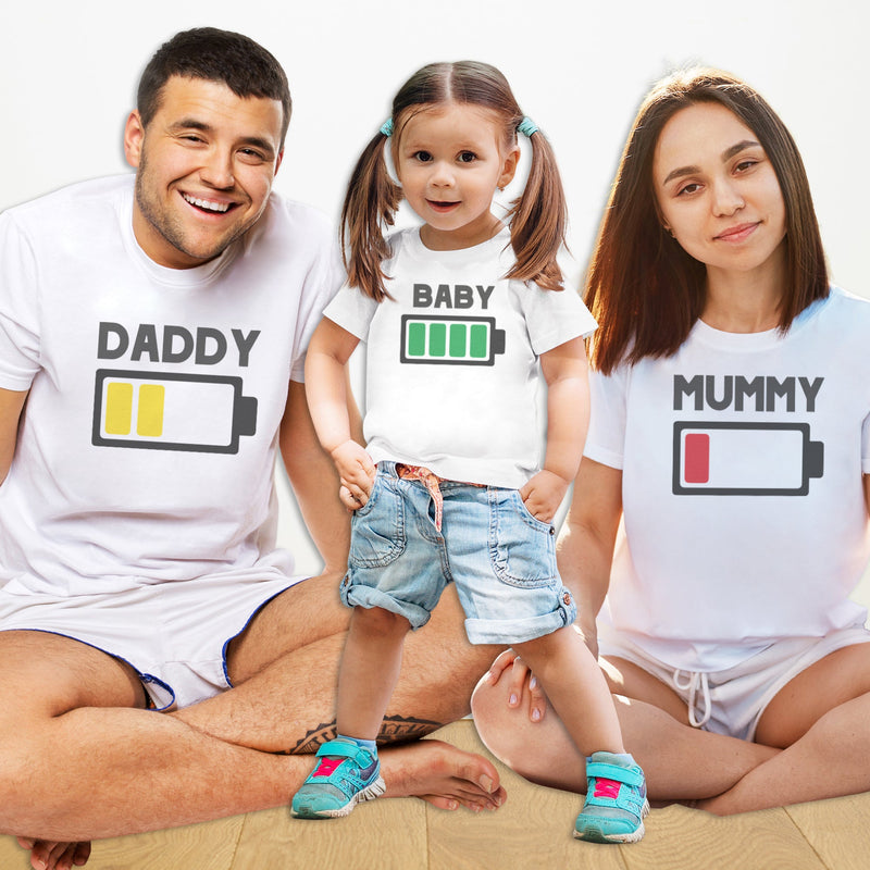 Daddy, Mummy & Baby Battery - Whole Family Matching - Family Matching Tops - (Sold Separately)