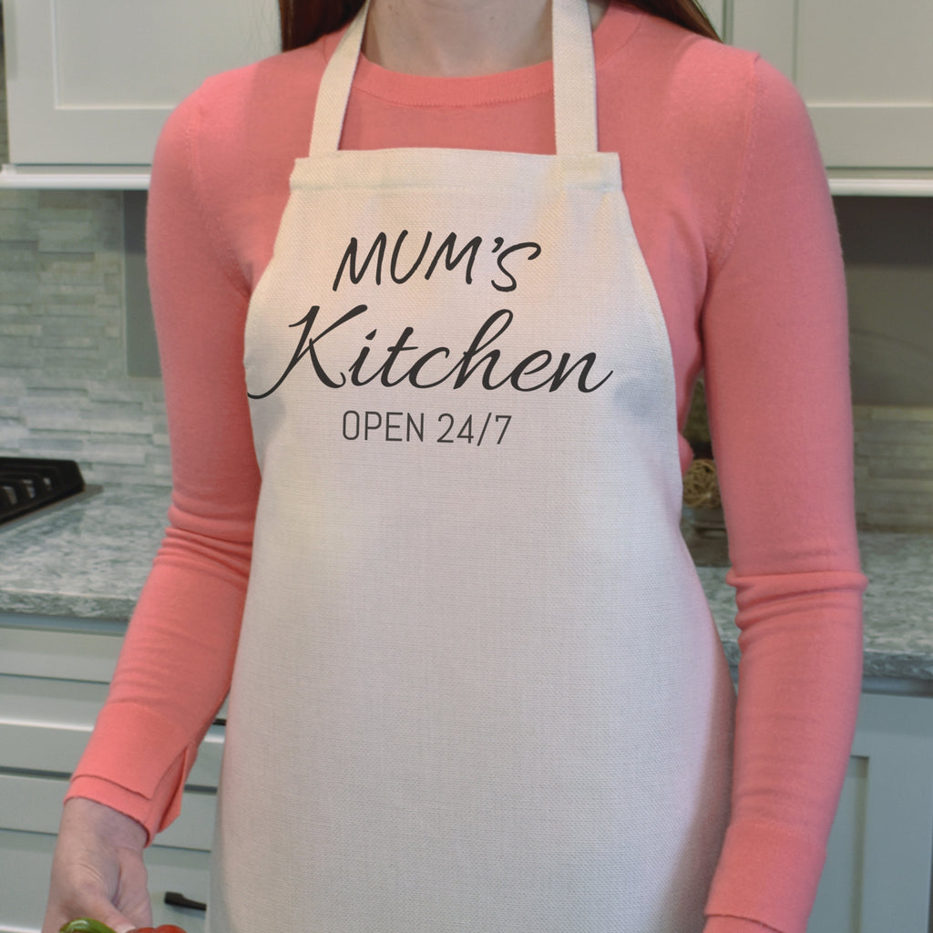 Mums Kitchen Open 24/7 - Printed Aprons - One Size