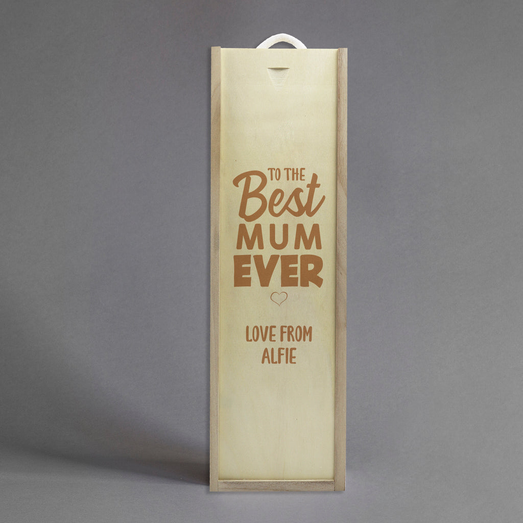 Personalised Best Mum Ever - Gift Bottle Presentation Box for One Bottle