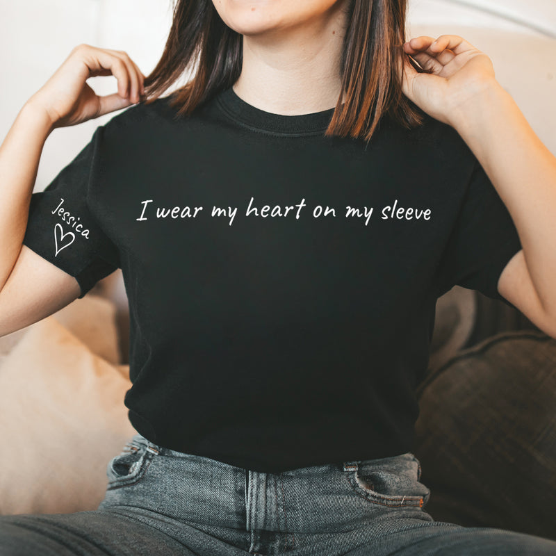 Personalised Wear My Heart On My Sleeve - Womens T-Shirt