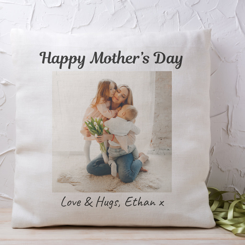 Personalised Happy Mother's Day Love & Hugs From - Printed Cushion Cover - One Size