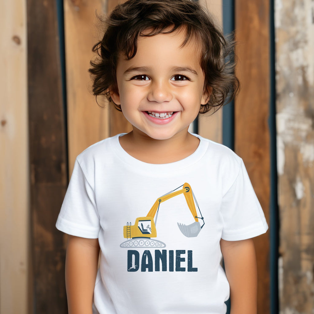 PERSONALISED Name & Digger - Baby & Kids T-Shirt