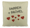 Personalised Names & Hearts - Printed Cushion Cover