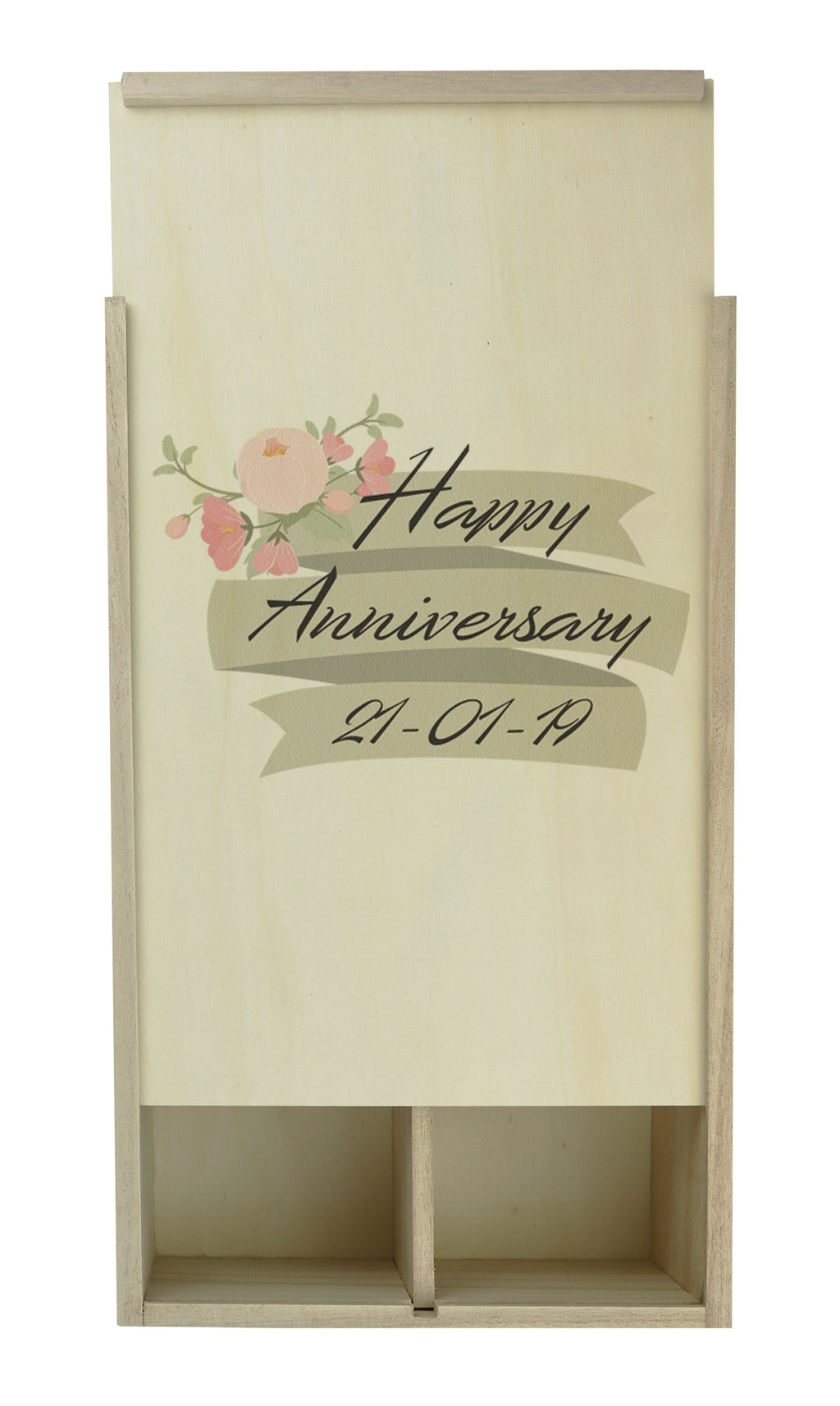 PERSONALISED Happy Anniversary - Date - Gift Bottle Presentation Box for Two Bottle