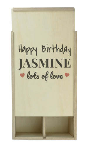 PERSONALISED Happy Birthday Name LotsOfLove - Gift Bottle Presentation Box for Two Bottle