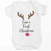 PERSONALISED Reindeer Face First Christmas - Baby Bodysuit & Baby T-Shirt