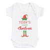 PERSONALISED First Christmas with Elf Hat & Boots - Baby Bodysuit & Baby T-Shirt