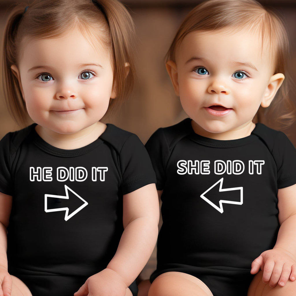 He Did It She Did It Outline - Twin Set - Selection of Clothing Set - (0M to 14 yrs)
