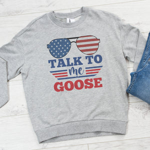 Talk To Me Goose - Red & Blue Text - Womens Sweater